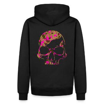 Crâne camouflage rose - Sweat à capuche Premium bio Homme - noir - Dos - Nico (187cm)