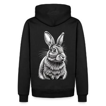 Portrait de lapin - Sweat à capuche Premium bio Homme - noir - Dos - Nico (187cm)
