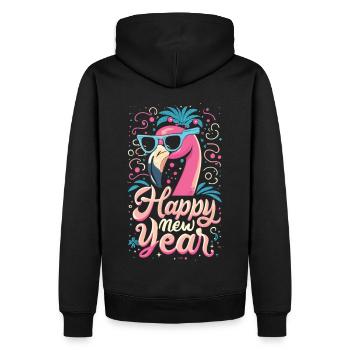 Happy New Year mit Flamingo Charme - Männer Premium Bio Hoodie - Schwarz - Hinten - Nico (187cm)