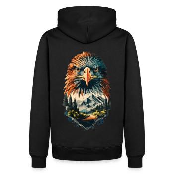 Natur in Perfektion: Adler und Berggipfel vereint - Männer Premium Bio Hoodie - Schwarz - Hinten - Nico (187cm)