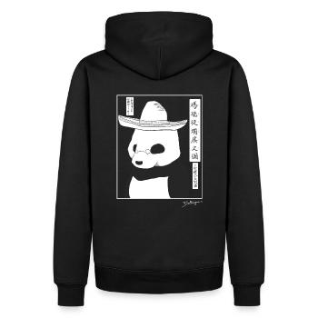 Kawaraban Japan Mexikanischer Baltringue Panda - Männer Premium Bio Hoodie - Schwarz - Hinten - Nico (187cm)