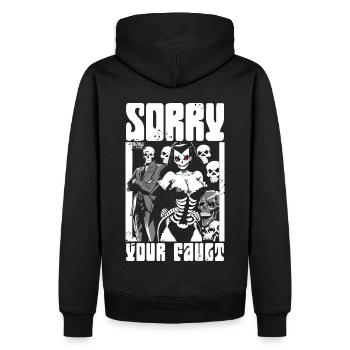Sorry, your mistake - Men’s Premium Organic Hoodie - black - Back - Nico (187cm)