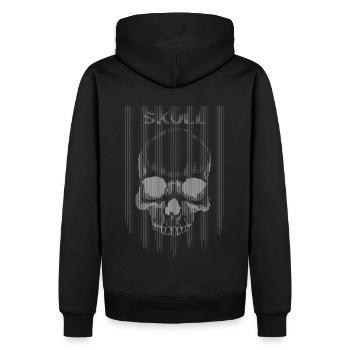 Der Totenkopf in Weiß - Männer Premium Bio Hoodie - Schwarz - Hinten - Nico (187cm)