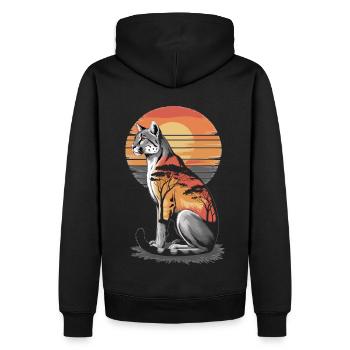 Savannah Cat Sunset - Männer Premium Bio Hoodie - Schwarz - Hinten - Nico (187cm)