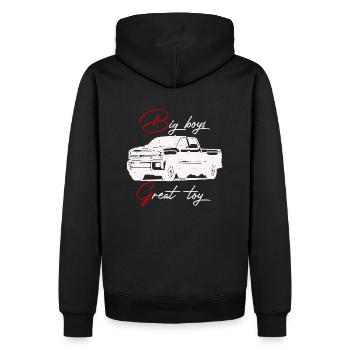 pick-up, véhicule tout terrain, tout terrain, voiture, 4x4, fourgonnette - Sweat à capuche Premium bio Homme - noir - Dos - Nico (187cm)