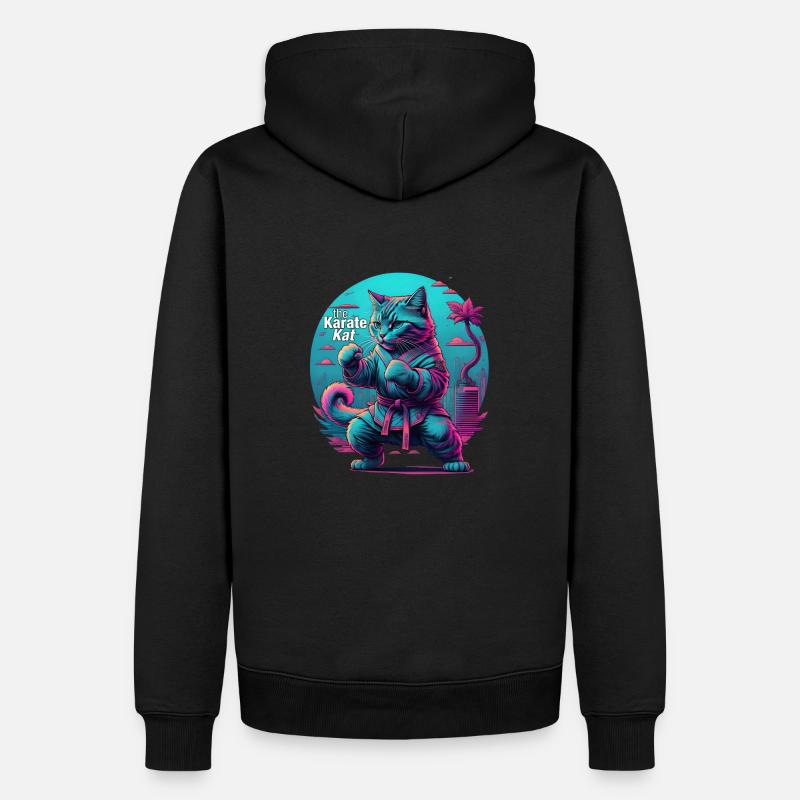 Karate Kat - Männer Premium Bio Hoodie - Schwarz