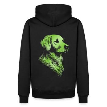 Golden Retriever dessin tête vert - Sweat à capuche Premium bio Homme - noir - Dos - Nico (187cm)