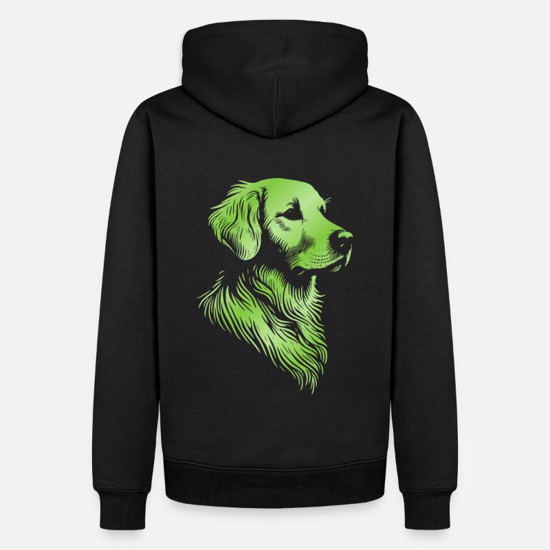 Golden Retriever dessin tête vert - Sweat à capuche Premium bio Homme - noir