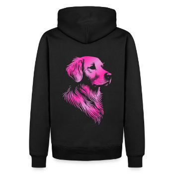 Golden Retriever Zeichnung Kopf pink - Männer Premium Bio Hoodie - Schwarz - Hinten - Nico (187cm)