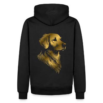 Golden Retriever dessin tête or - Sweat à capuche Premium bio Homme - noir - Dos - Nico (187cm)