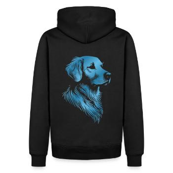 Golden Retriever dessin tête bleu - Sweat à capuche Premium bio Homme - noir - Dos - Nico (187cm)