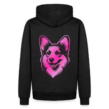 Corgi dessin tête de chien rose - Sweat à capuche Premium bio Homme - noir - Dos - Nico (187cm)