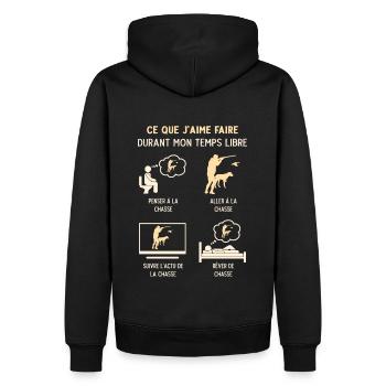 Chasseur Chasse Humour Mon Temps Libre - Sweat à capuche Premium bio Homme - noir - Dos - Nico (187cm)