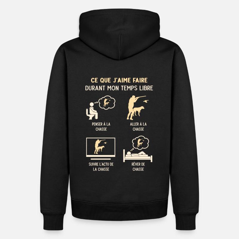 Chasseur Chasse Humour Mon Temps Libre - Sweat à capuche Premium bio Homme - noir