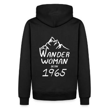 Frauen Wandern Geburtstag 1965 Geboren Berge - Männer Premium Bio Hoodie - Schwarz - Hinten - Nico (187cm)