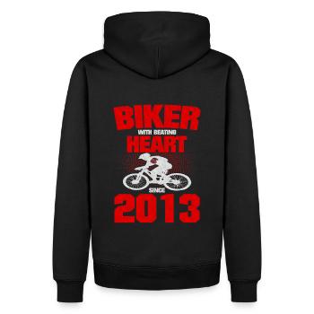 Radfahrer Mit Herz 2013 Geburtstag Fahrrad Sport - Männer Premium Bio Hoodie - Schwarz - Hinten - Nico (187cm)