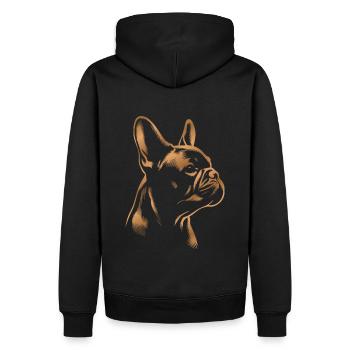 Französische Bulldogge Zeichnung Kopf bronze - Männer Premium Bio Hoodie - Schwarz - Hinten - Nico (187cm)