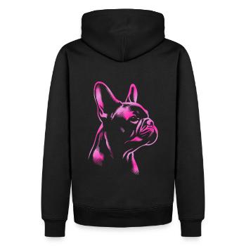 Französische Bulldogge Zeichnung Kopf pink - Männer Premium Bio Hoodie - Schwarz - Hinten - Nico (187cm)