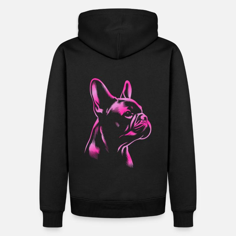 Bouledogue français dessin tête rose - Sweat à capuche Premium bio Homme - noir
