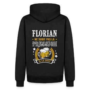 Florian bière florian cadeau florian fêtes - Sweat à capuche Premium bio Homme - noir - Dos - Nico (187cm)