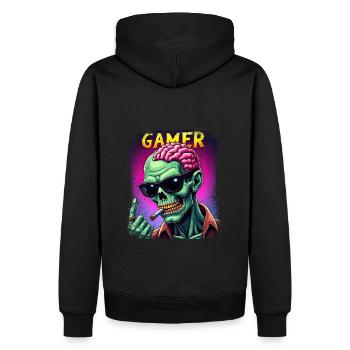 Zombie gamer with sunglasses and style - Men’s Premium Organic Hoodie - black - Back - Nico (187cm)
