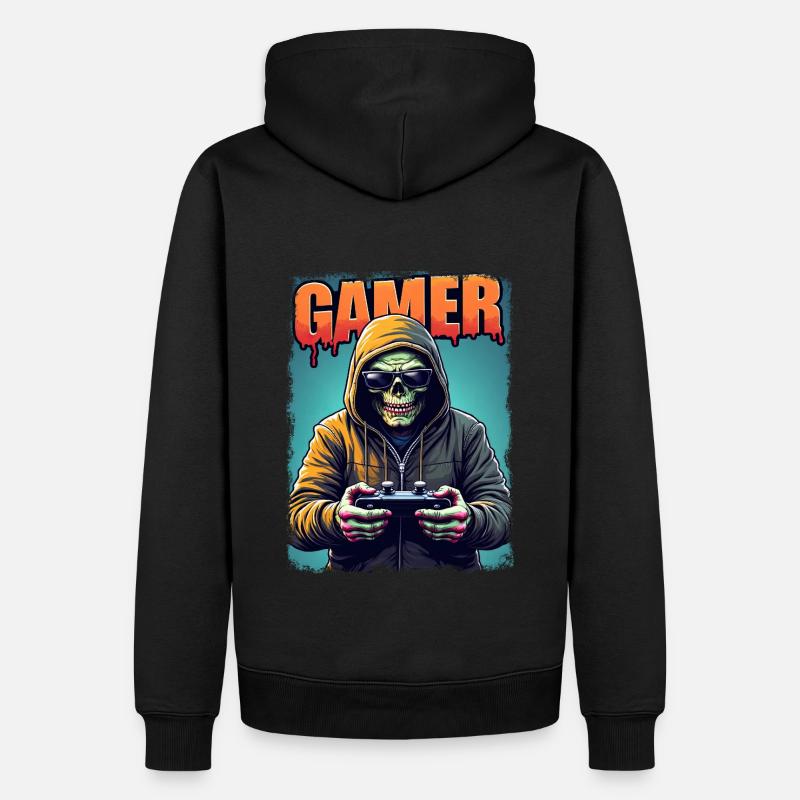 Zombie Gamer mit Kapuze & Controller - Männer Premium Bio Hoodie - Schwarz