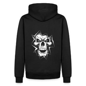 Crâne en colère avec de longues dents - Sweat à capuche Premium bio Homme - noir - Dos - Nico (187cm)