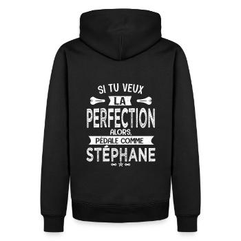Stéphane si tu veux la perfection à vélo cycliste - Sweat à capuche Premium bio Homme - noir - Dos - Nico (187cm)