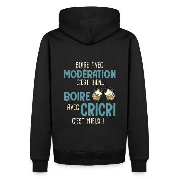 christian christhophe boire avec cricri cest mieux - Sweat à capuche Premium bio Homme - noir - Dos - Nico (187cm)