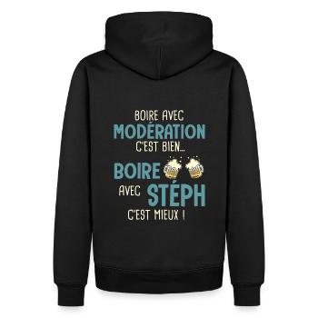 stéphane modération boire avec stéph c'est mieux - Sweat à capuche Premium bio Homme - noir - Dos - Nico (187cm)