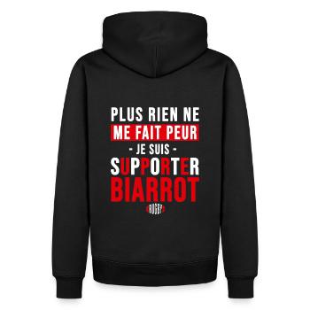 Rugby Biarritz cadeau supporter biarrot BO - Sweat à capuche Premium bio Homme - noir - Dos - Nico (187cm)