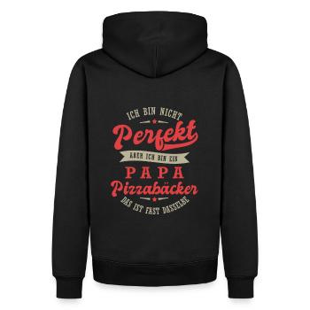 Papa Pizzabäcker - Männer Premium Bio Hoodie - Schwarz - Hinten - Nico (187cm)