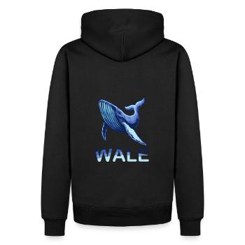 Blauer Wal - Männer Premium Bio Hoodie - Schwarz - Hinten - Nico (187cm)