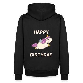 Glückwunsch zum Geburtstag fliegendes Einhorn - Männer Premium Bio Hoodie - Schwarz - Hinten - Nico (187cm)