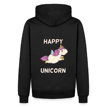 Happy fliegendes Einhorn - Männer Premium Bio Hoodie - Schwarz - Hinten - Nico (187cm)
