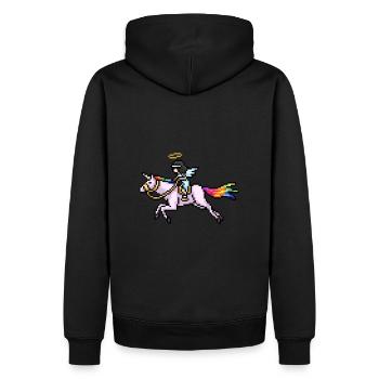 Pixelart Unicorn - Männer Premium Bio Hoodie - Schwarz - Hinten - Nico (187cm)