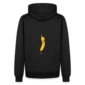 Gehängte Banane Comic Gezeichnet - Männer Premium Bio Hoodie - Schwarz - Hinten - Nico (187cm)