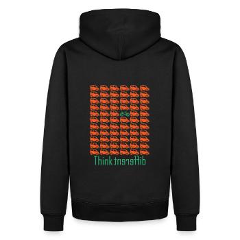 Fahrrad fahren Think Different Gegen den Strom - Männer Premium Bio Hoodie - Schwarz - Hinten - Nico (187cm)
