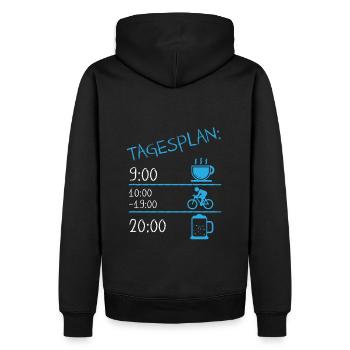 Mein persönlicher Tagesplan Kaffee Fahrrad Bier - Männer Premium Bio Hoodie - Schwarz - Hinten - Nico (187cm)