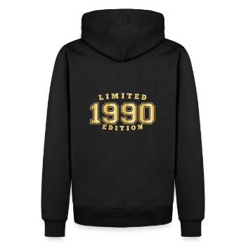 1990 Geburtsjahr Jahrgang Baujahr Geboren - Männer Premium Bio Hoodie - Schwarz - Hinten - Nico (187cm)