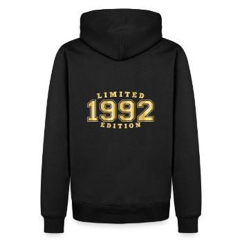 1992 Geburtsjahr Jahrgang Baujahr Geboren - Männer Premium Bio Hoodie - Schwarz - Hinten - Nico (187cm)