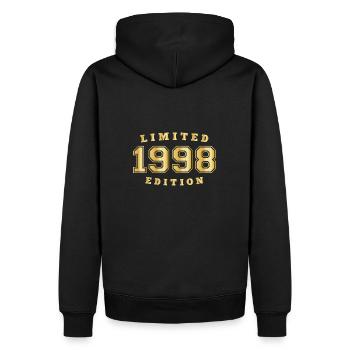 1998 Geburtsjahr Jahrgang Baujahr Geboren - Männer Premium Bio Hoodie - Schwarz - Hinten - Nico (187cm)