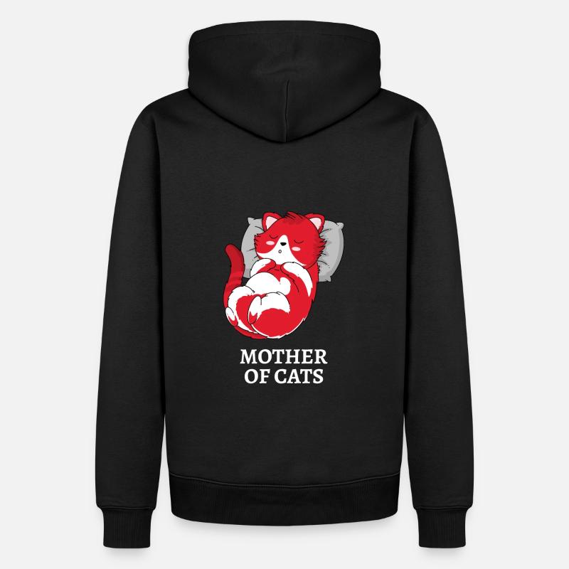 Mutter von Katzen - Schlafende Katz - Männer Premium Bio Hoodie - Schwarz
