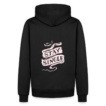 Bleibe Single - Männer Premium Bio Hoodie - Schwarz - Hinten - Nico (187cm)