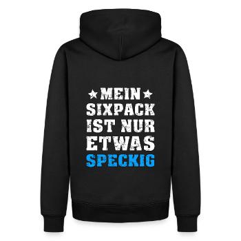 Sixpack Speckig - Männer Premium Bio Hoodie - Schwarz - Hinten - Nico (187cm)