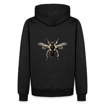Illustration détaillée d’abeille sur textiles - Sweat à capuche Premium bio Homme - noir - Dos - Nico (187cm)