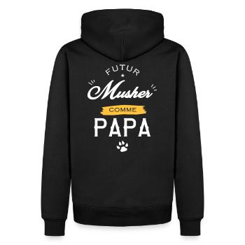 futur musher comme papa bébé père et fils - Sweat à capuche Premium bio Homme - noir - Dos - Nico (187cm)