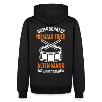 Trommel Drummer Trommeln Drumsticks Rührtrommel - Männer Premium Bio Hoodie - Schwarz - Hinten - Nico (187cm)