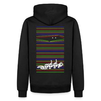 HALLO - with German sign language BACKPRINT - Men’s Premium Organic Hoodie - black - Back - Nico (187cm)