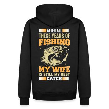 Ma femme est la meilleure pêcheuse à la pêche - Sweat à capuche Premium bio Homme - noir - Dos - Nico (187cm)